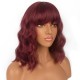 12 Inch Wavy Bob Wig with Bangs, Curly Short Bob Synthetic Hair for Women