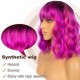 12 Inch Wavy Bob Wig with Bangs, Curly Short Bob Synthetic Hair for Women