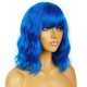 12 Inch Wavy Bob Wig with Bangs, Curly Short Bob Synthetic Hair for Women