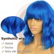 12 Inch Wavy Bob Wig with Bangs, Curly Short Bob Synthetic Hair for Women
