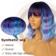 12 Inch Wavy Bob Wig with Bangs, Curly Short Bob Synthetic Hair for Women