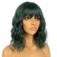 12 Inch Wavy Bob Wig with Bangs, Curly Short Bob Synthetic Hair for Women