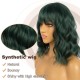 12 Inch Wavy Bob Wig with Bangs, Curly Short Bob Synthetic Hair for Women