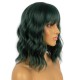 12 Inch Wavy Bob Wig with Bangs, Curly Short Bob Synthetic Hair for Women