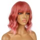 12 Inch Wavy Bob Wig with Bangs, Curly Short Bob Synthetic Hair for Women