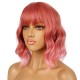 12 Inch Wavy Bob Wig with Bangs, Curly Short Bob Synthetic Hair for Women