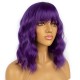 12 Inch Wavy Bob Wig with Bangs, Curly Short Bob Synthetic Hair for Women