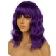 12 Inch Wavy Bob Wig with Bangs, Curly Short Bob Synthetic Hair for Women