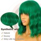 12 Inch Wavy Bob Wig with Bangs, Curly Short Bob Synthetic Hair for Women