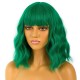 12 Inch Wavy Bob Wig with Bangs, Curly Short Bob Synthetic Hair for Women