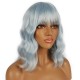 12 Inch Wavy Bob Wig with Bangs, Curly Short Bob Synthetic Hair for Women