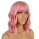 12 Inch Wavy Bob Wig with Bangs, Curly Short Bob Synthetic Hair for Women