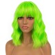 12 Inch Wavy Bob Wig with Bangs, Curly Short Bob Synthetic Hair for Women