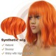 12 Inch Wavy Bob Wig with Bangs, Curly Short Bob Synthetic Hair for Women