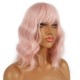 12 Inch Wavy Bob Wig with Bangs, Curly Short Bob Synthetic Hair for Women