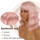 12 Inch Wavy Bob Wig with Bangs, Curly Short Bob Synthetic Hair for Women
