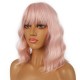 12 Inch Wavy Bob Wig with Bangs, Curly Short Bob Synthetic Hair for Women