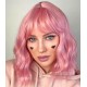 12 Inch Wavy Bob Wig with Bangs, Curly Short Bob Synthetic Hair for Women