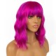 12 Inch Wavy Bob Wig with Bangs, Curly Short Bob Synthetic Hair for Women