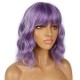 12 Inch Wavy Bob Wig with Bangs, Curly Short Bob Synthetic Hair for Women