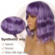 12 Inch Wavy Bob Wig with Bangs, Curly Short Bob Synthetic Hair for Women