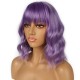12 Inch Wavy Bob Wig with Bangs, Curly Short Bob Synthetic Hair for Women