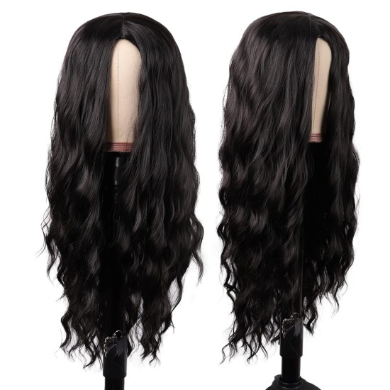 28 Inch Long Curly Wig with Middle Part, Heat-Friendly Synthetic Cosplay Wig for Women