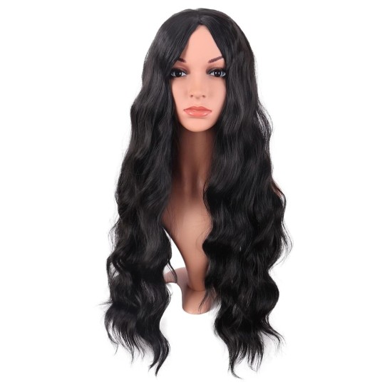 28 Inch Long Curly Wig with Middle Part, Heat-Friendly Synthetic Cosplay Wig for Women