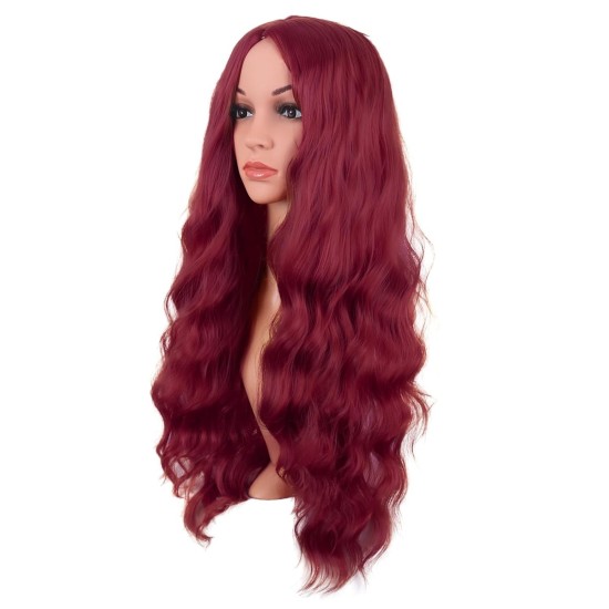 28 Inch Long Curly Wig with Middle Part, Heat-Friendly Synthetic Cosplay Wig for Women