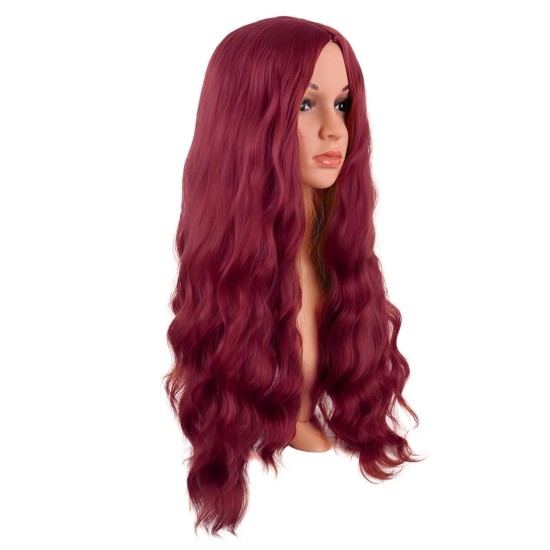 28 Inch Long Curly Wig with Middle Part, Heat-Friendly Synthetic Cosplay Wig for Women