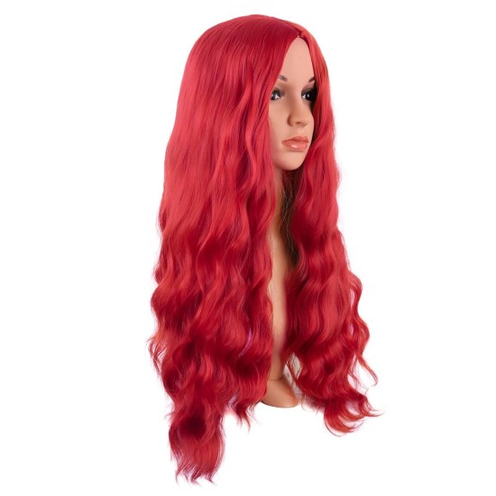 28 Inch Long Curly Wig with Middle Part, Heat-Friendly Synthetic Cosplay Wig for Women