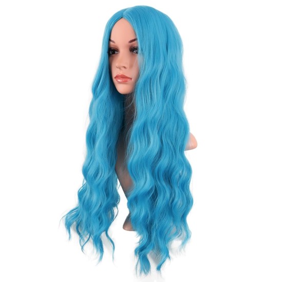 28 Inch Long Curly Wig with Middle Part, Heat-Friendly Synthetic Cosplay Wig for Women