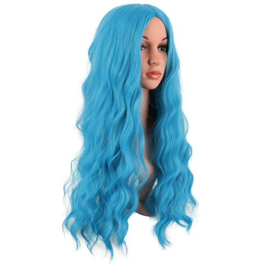 28 Inch Long Curly Wig with Middle Part, Heat-Friendly Synthetic Cosplay Wig for Women