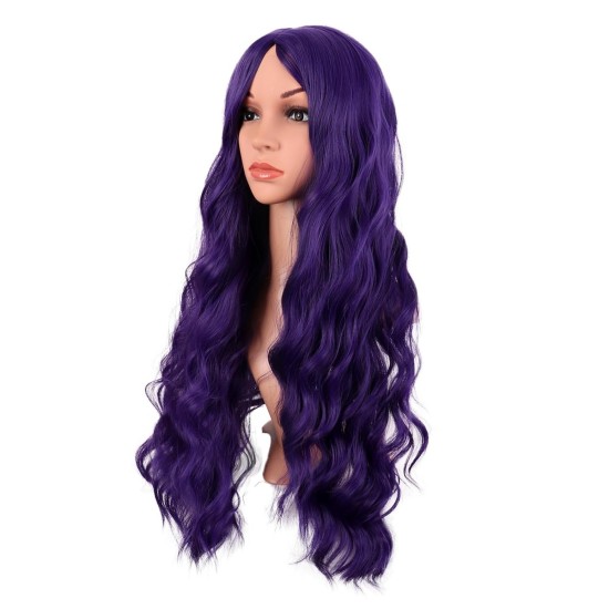 28 Inch Long Curly Wig with Middle Part, Heat-Friendly Synthetic Cosplay Wig for Women