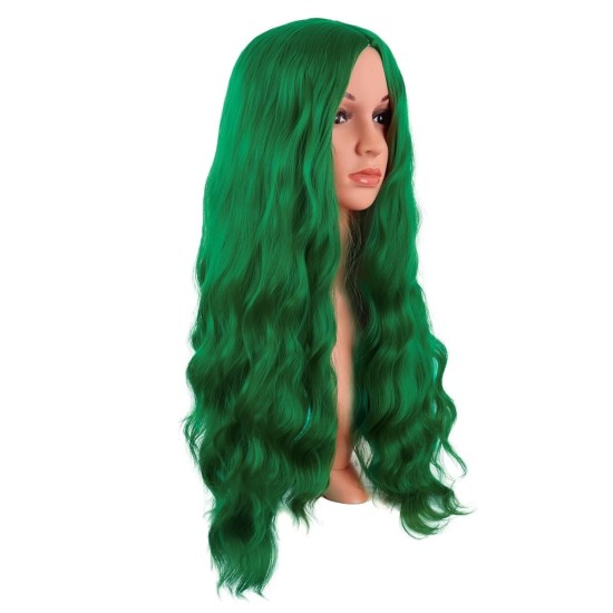 28 Inch Long Curly Wig with Middle Part, Heat-Friendly Synthetic Cosplay Wig for Women