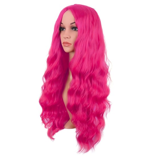 28 Inch Long Curly Wig with Middle Part, Heat-Friendly Synthetic Cosplay Wig for Women