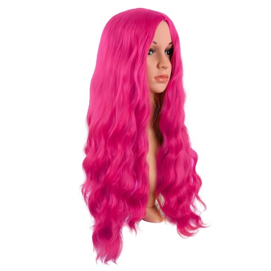 28 Inch Long Curly Wig with Middle Part, Heat-Friendly Synthetic Cosplay Wig for Women