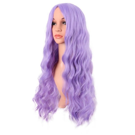 28 Inch Long Curly Wig with Middle Part, Heat-Friendly Synthetic Cosplay Wig for Women