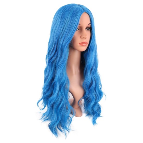 28 Inch Long Curly Wig with Middle Part, Heat-Friendly Synthetic Cosplay Wig for Women