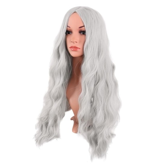 28 Inch Long Curly Wig with Middle Part, Heat-Friendly Synthetic Cosplay Wig for Women