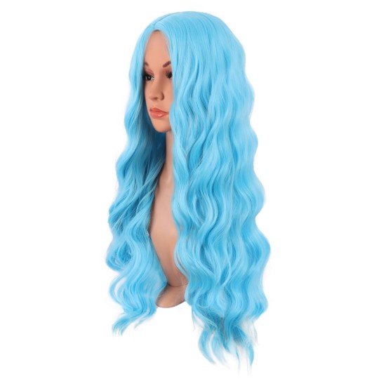 28 Inch Long Curly Wig with Middle Part, Heat-Friendly Synthetic Cosplay Wig for Women