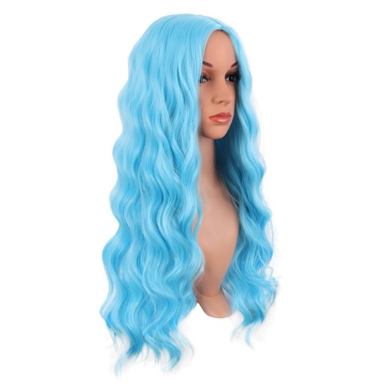 28 Inch Long Curly Wig with Middle Part, Heat-Friendly Synthetic Cosplay Wig for Women