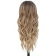 Ombre Blonde Long Wavy Wig for Women, 24 and 26 Inch Middle Part Synthetic Body Wave, Brown Roots to Honey Blonde, Heat-Friendly High-Temperature Fibre