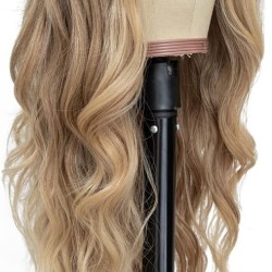 Ombre Blonde Long Wavy Wig for Women, 24 and 26 Inch Middle Part Synthetic Body Wave, Brown Roots to Honey Blonde, Heat-Friendly High-Temperature Fibre