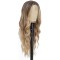 Ombre Blonde Long Wavy Wig for Women, 24 and 26 Inch Middle Part Synthetic Body Wave, Brown Roots to Honey Blonde, Heat-Friendly High-Temperature Fibre