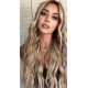 Ombre Blonde Long Wavy Wig for Women, 24 and 26 Inch Middle Part Synthetic Body Wave, Brown Roots to Honey Blonde, Heat-Friendly High-Temperature Fibre