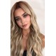 Ombre Blonde Long Wavy Wig for Women, 24 and 26 Inch Middle Part Synthetic Body Wave, Brown Roots to Honey Blonde, Heat-Friendly High-Temperature Fibre