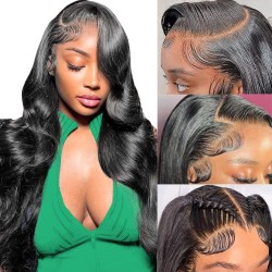 13x6 HD Lace Front Wigs Human Hair Body Wave, 180 Density Pre-Plucked Glueless Wig for Women, 20-34 Inch, 7 Colours